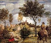 Olivier, Woldemar Friedrich Ideal Landscape with Horseman USA oil painting artist